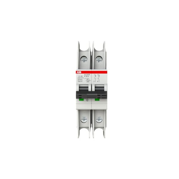 Miniature Circuit Breaker, SU202 Series, 20A, 2 Pole, 400/440V AC, 10kA, K Curve